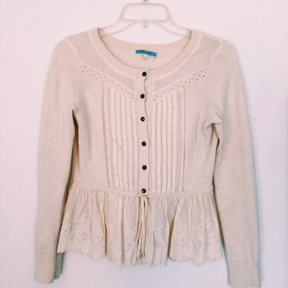 Anthropologie Peplum Lace Pintuck Sweater